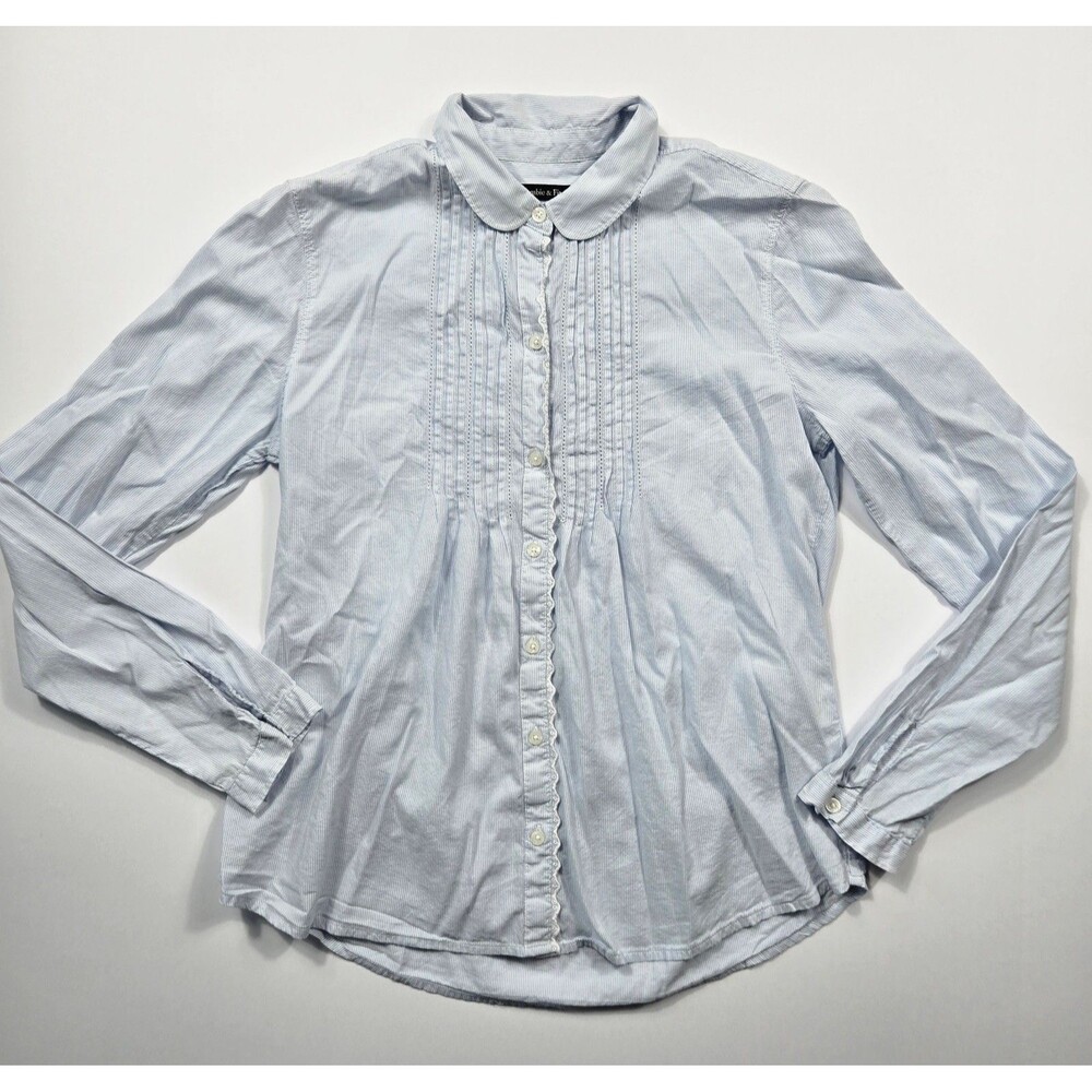 Abercrombie & Fitch Womens Small Tuxedo Detail Button Up Blouse Striped Shirt
